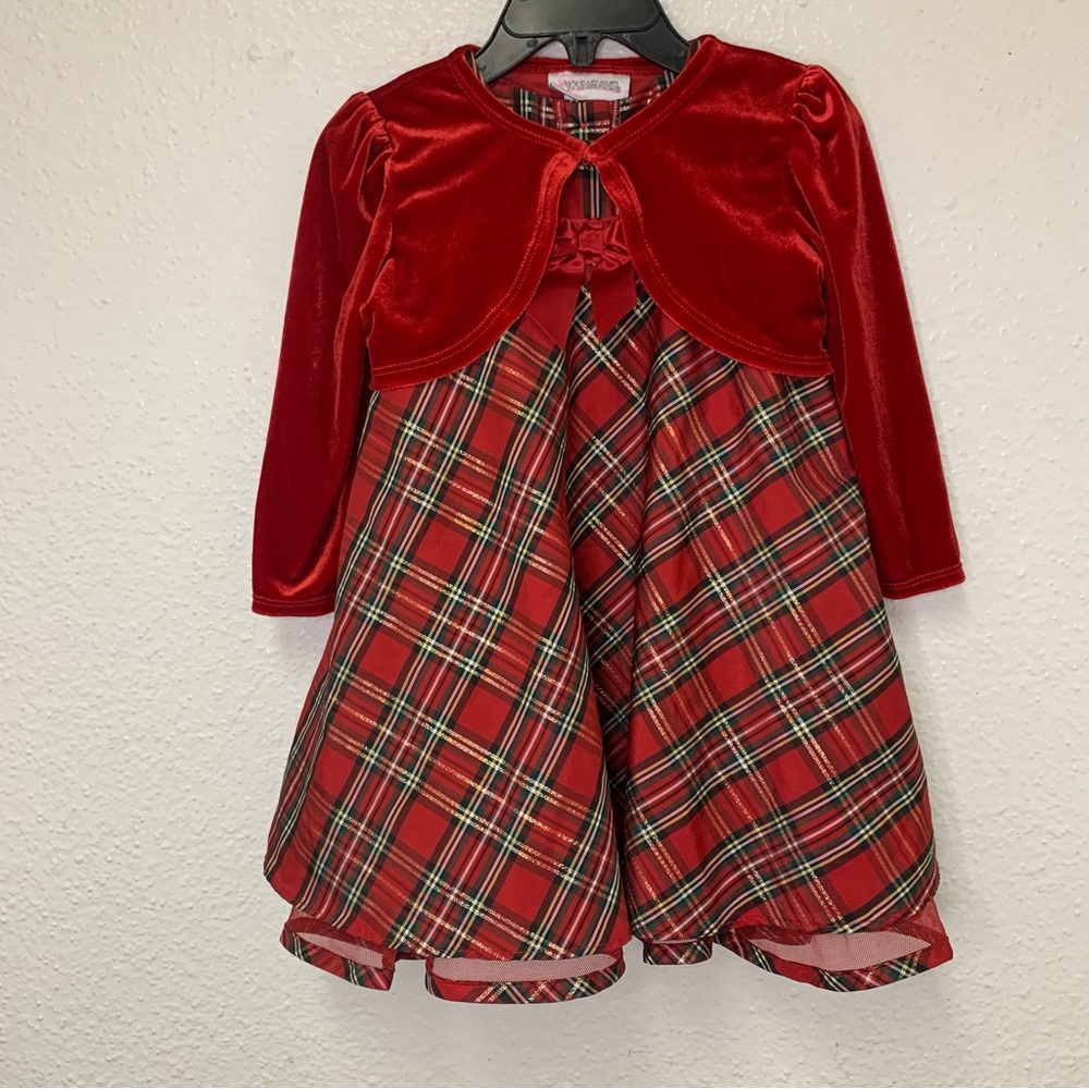 Youngland Girl Red Dress With Bolero Size 24 Months